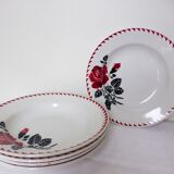 Set of 5 vintage soup plates from the St Amand factory, Café Mars model, in porcelain