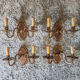 Pair of metal and bronze wall wall light 2 fake candles