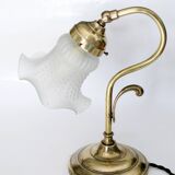 "swan neck" lamp in bronze and brass from 1900