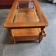 Table basse 2 tiroirs en merisier massif et verre