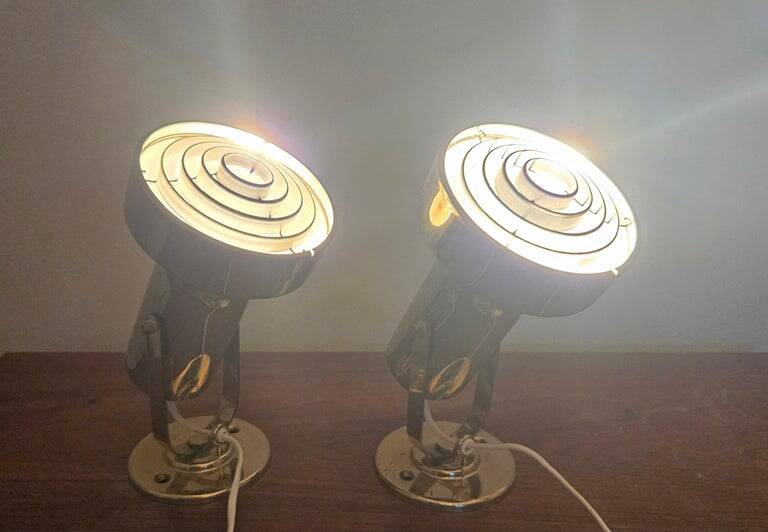 Rare pair of mid-century wall lamps, aneta, sweden, 1970s