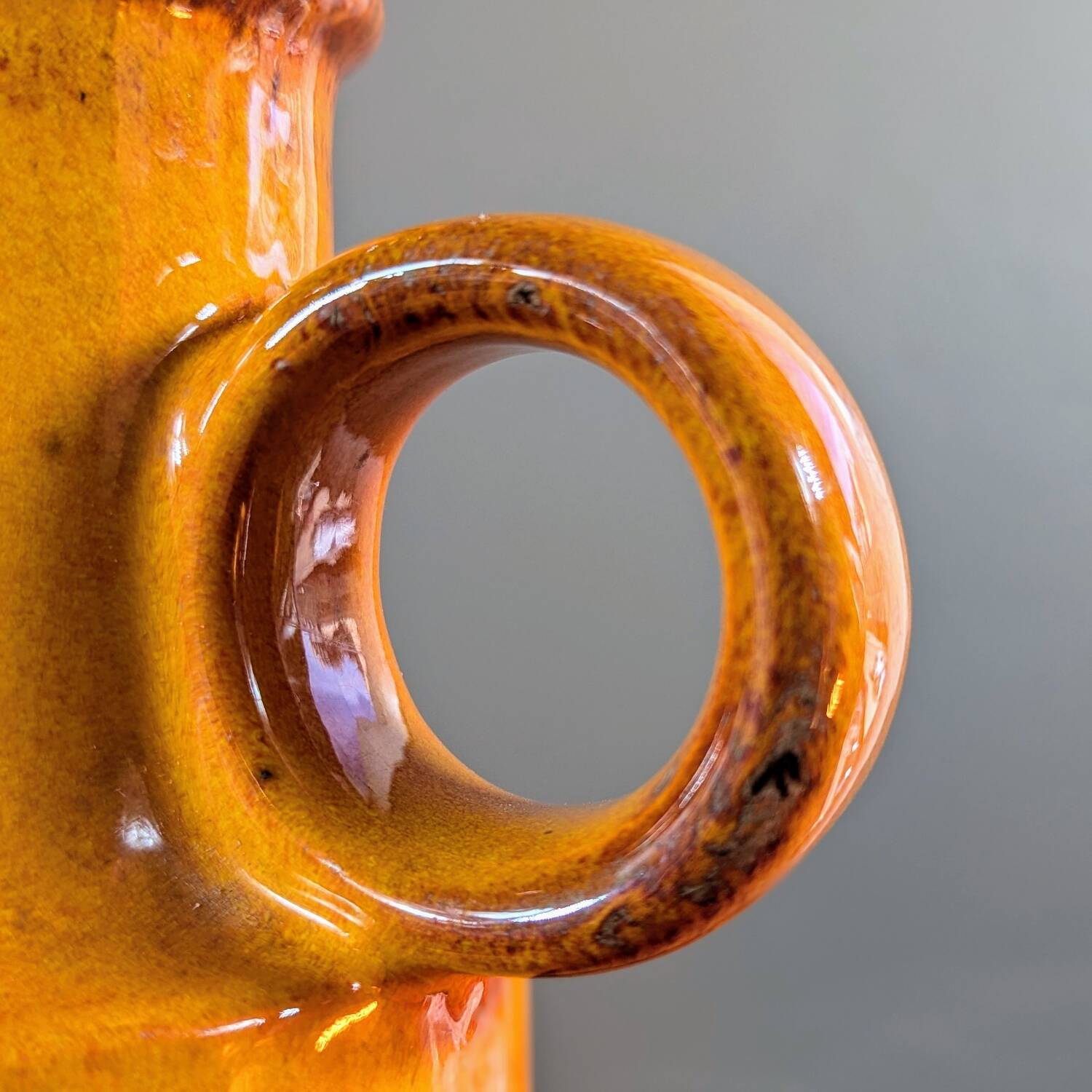 Vase West Germany vintage en céramique orange et marron