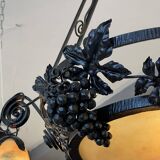 Imposing contemporary art deco style chandelier, glass paste and wrought iron