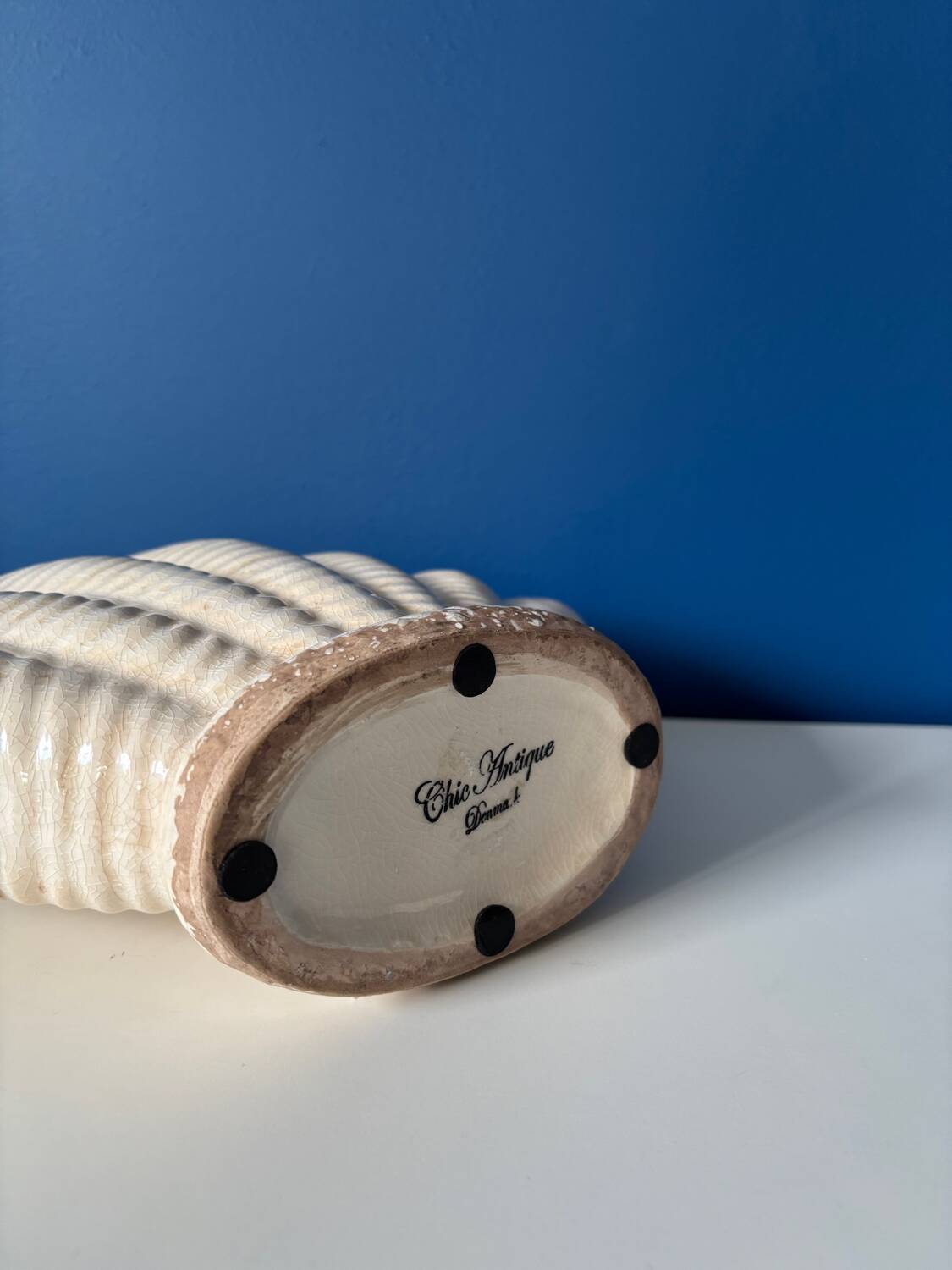 Vintage earthenware shell vase, Denmark