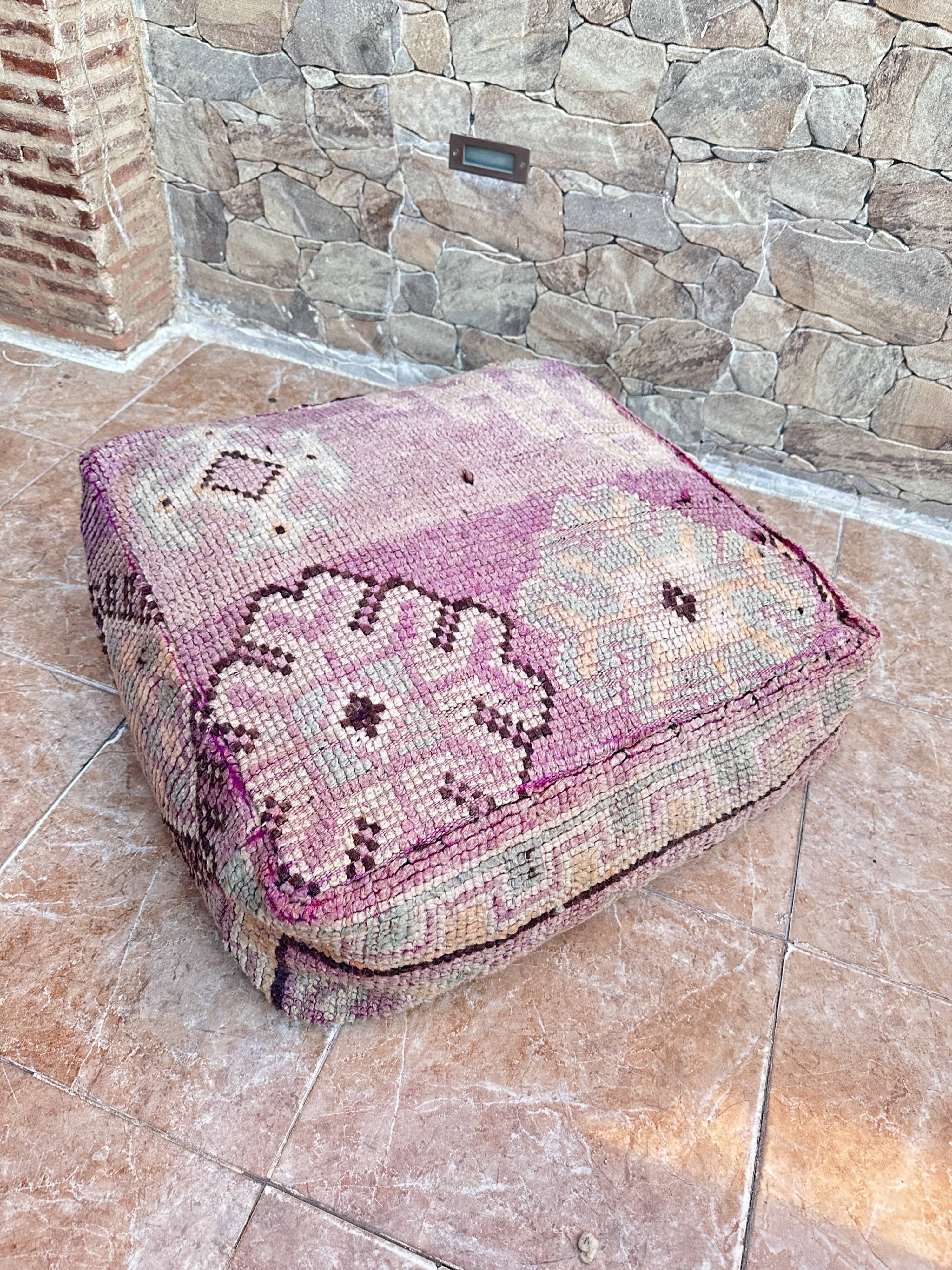 Handmade Berber Kilim pouf, floor cushion