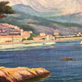 MANANT JEAN BAPTISTE OIL PAINTING SIGNED. SMALL MEDITERRANEAN PORT COTE D'AZUR