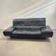 Vintage 3-seater sofa in black leather Rolf Benz RB 3400, 1980s.