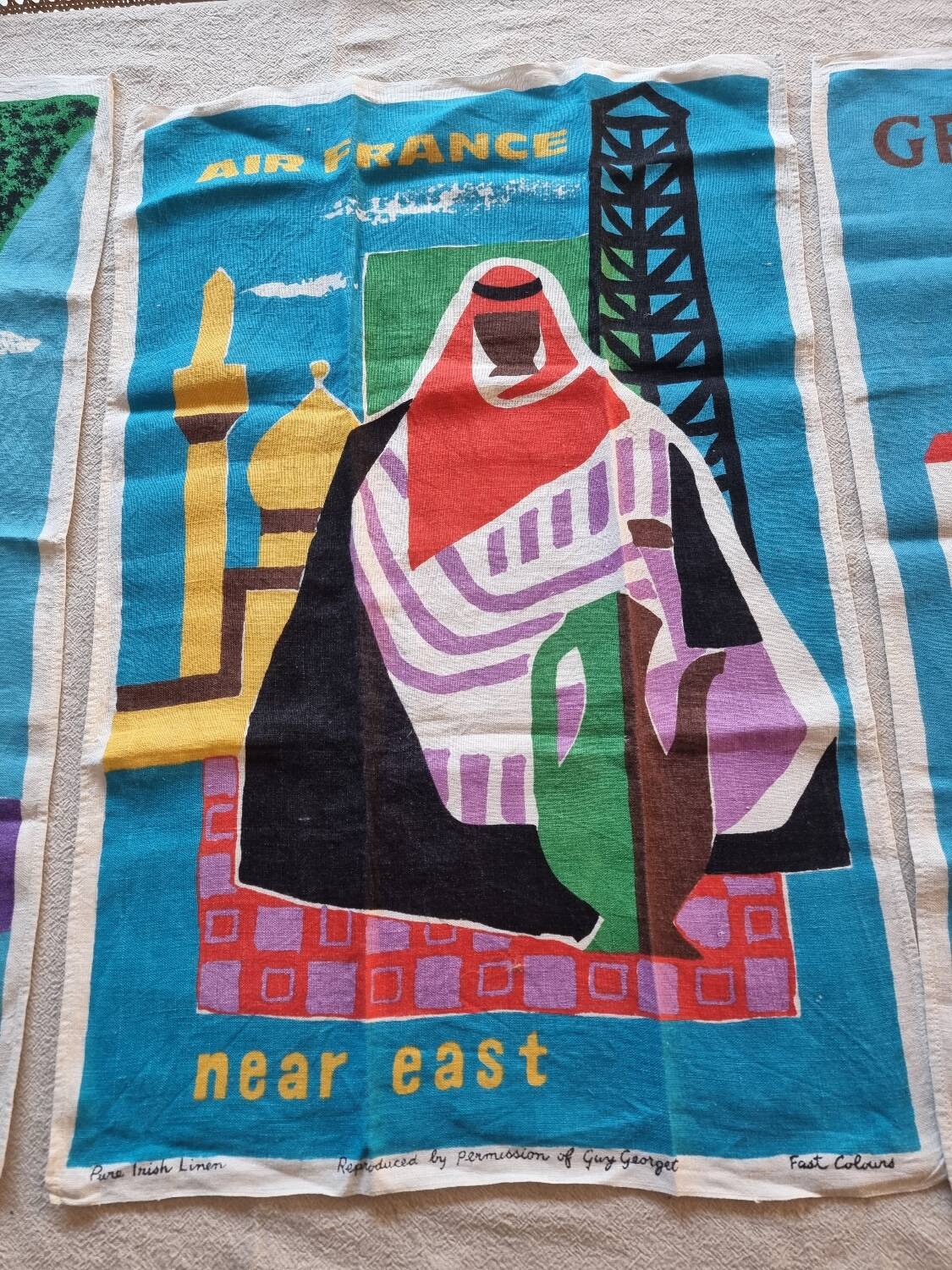 Vintage air france decoration linen, guy georget, wall art