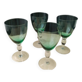 4 Water glasses or large wine glasses in green glass