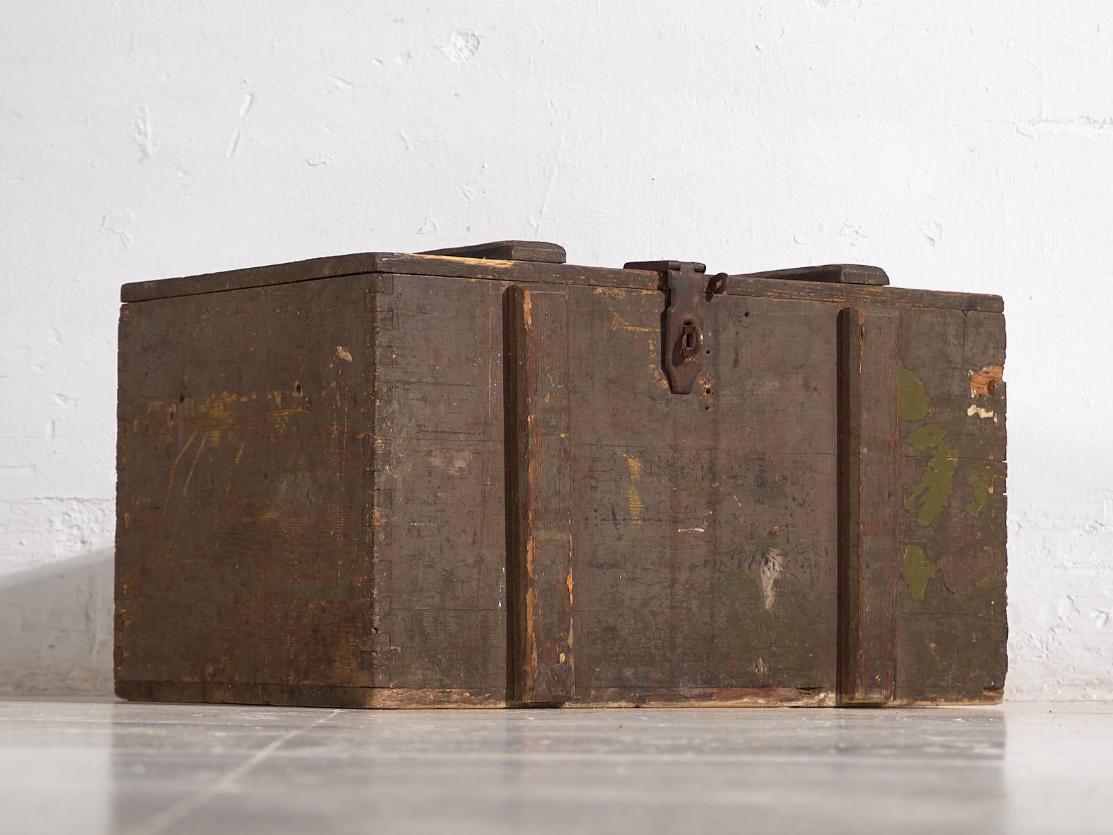 Small antique olive green chest (c.1920) #26