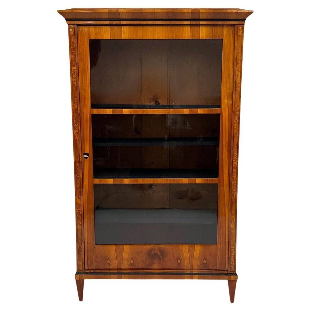 Biedermeier Display Cabinet in Cherry Veneer, Ash Burl, Austria, 1820s