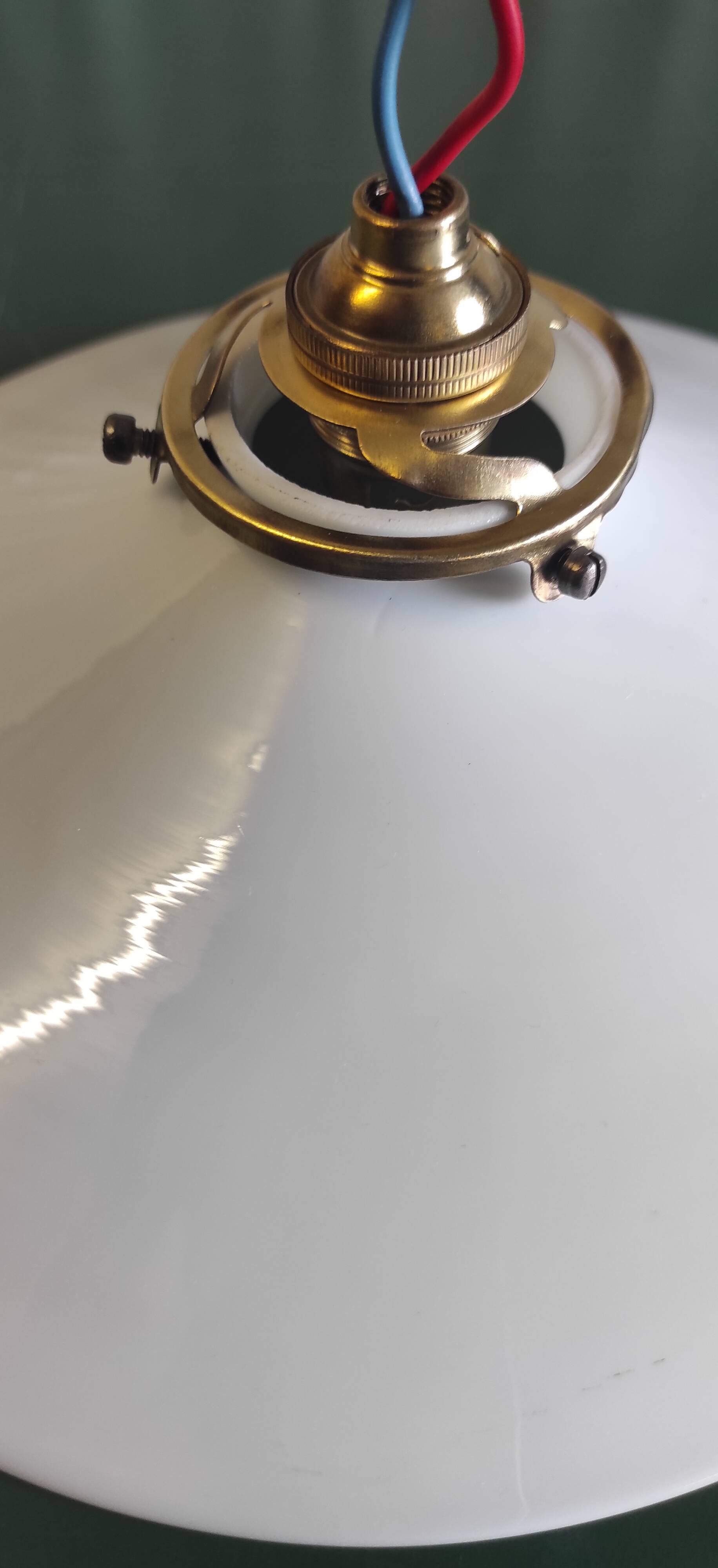 Opaline lampshade with brass claw, mid-20th century