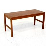Minimalist teak bench, suede, 1960
