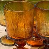 Verres à eau en verre ambré Cosec France 1970
