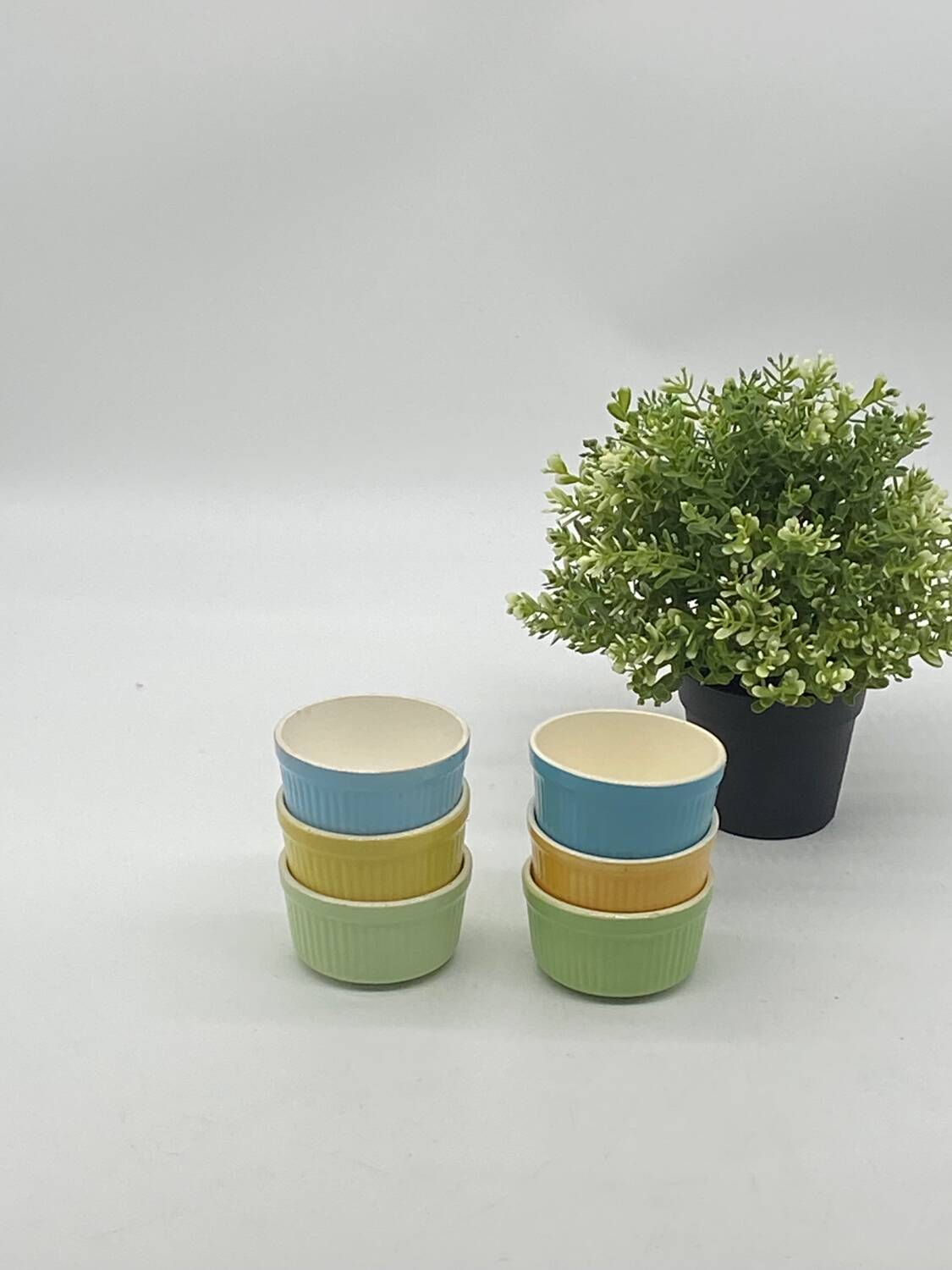 Lot / series of 6 ramekins Digoin France , vintage, pastel,