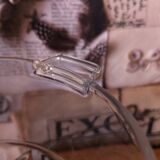 Beautiful quality vintage French cut glass ice bucket with fixed handles 4502