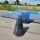Vintage sculptural marble and glass coffee table from the 80s