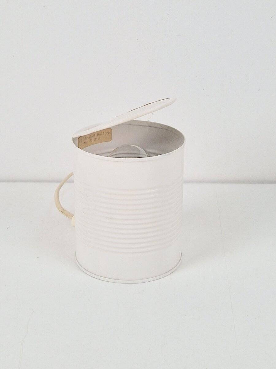 Pop Art White Metal Can Table Lamp by Vrieland, 1970s