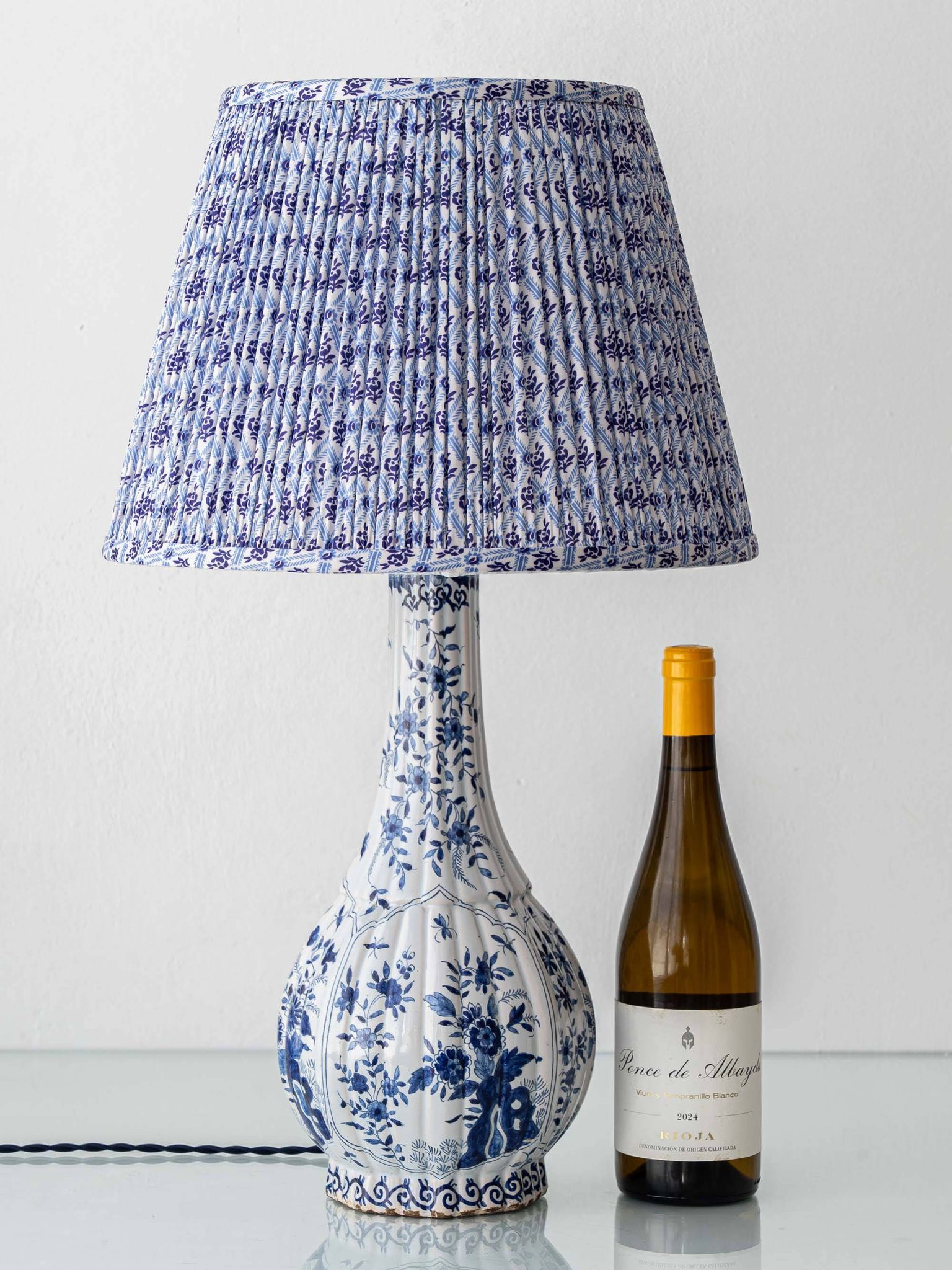 Antique Delft Style Blue and White Ceramic Table Lamp by Samson, circa 1880-1910
