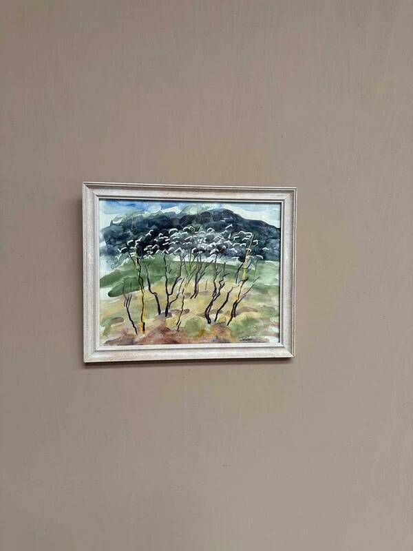 Original Swedish oil on panel “Nature” by René S-G, signed, vintage & framed 34×28cm