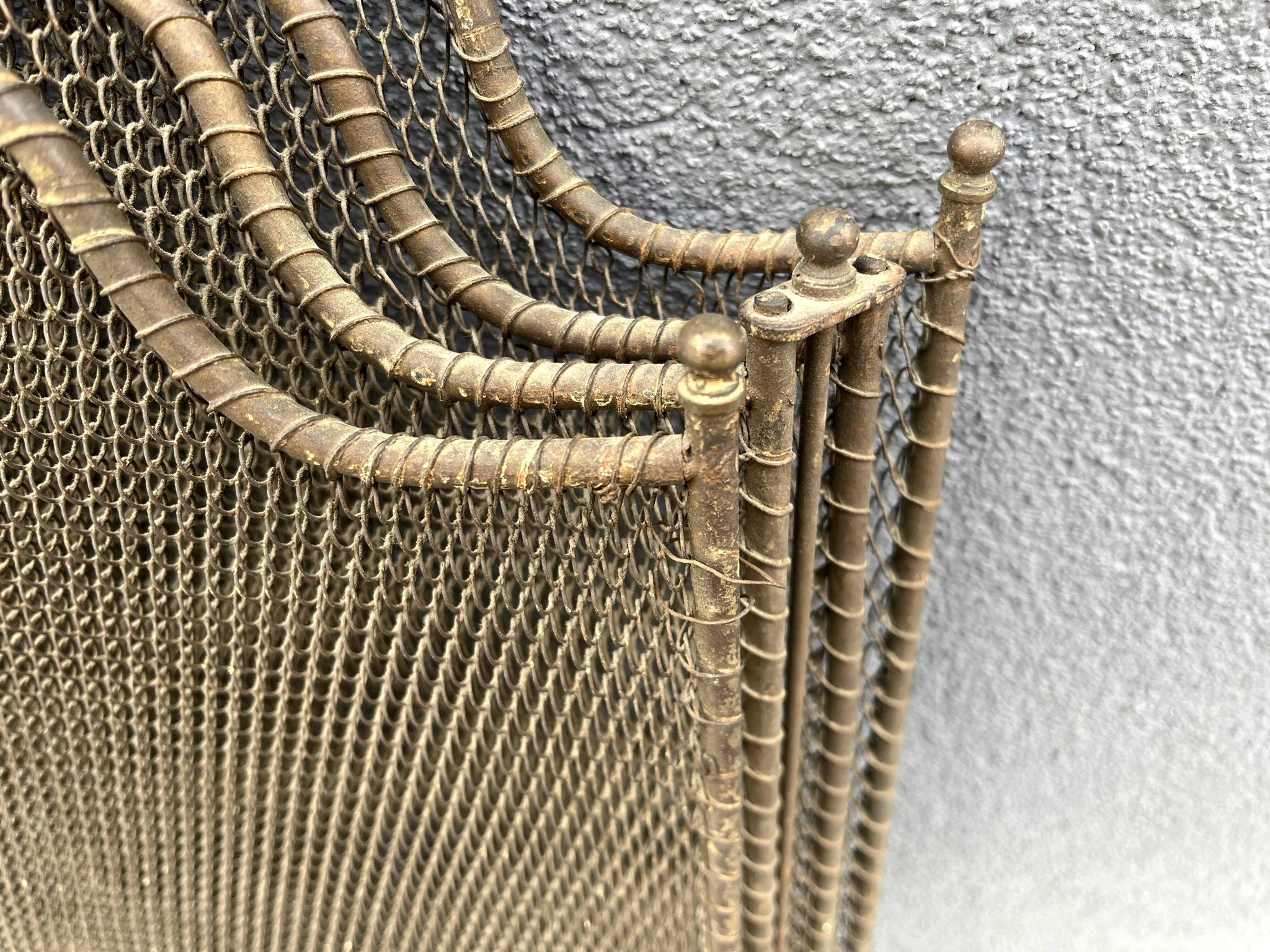 Old 19th century fireplace screen, 4-panel spark arrester
