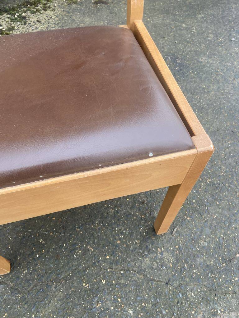 6 wooden chairs and faux leather