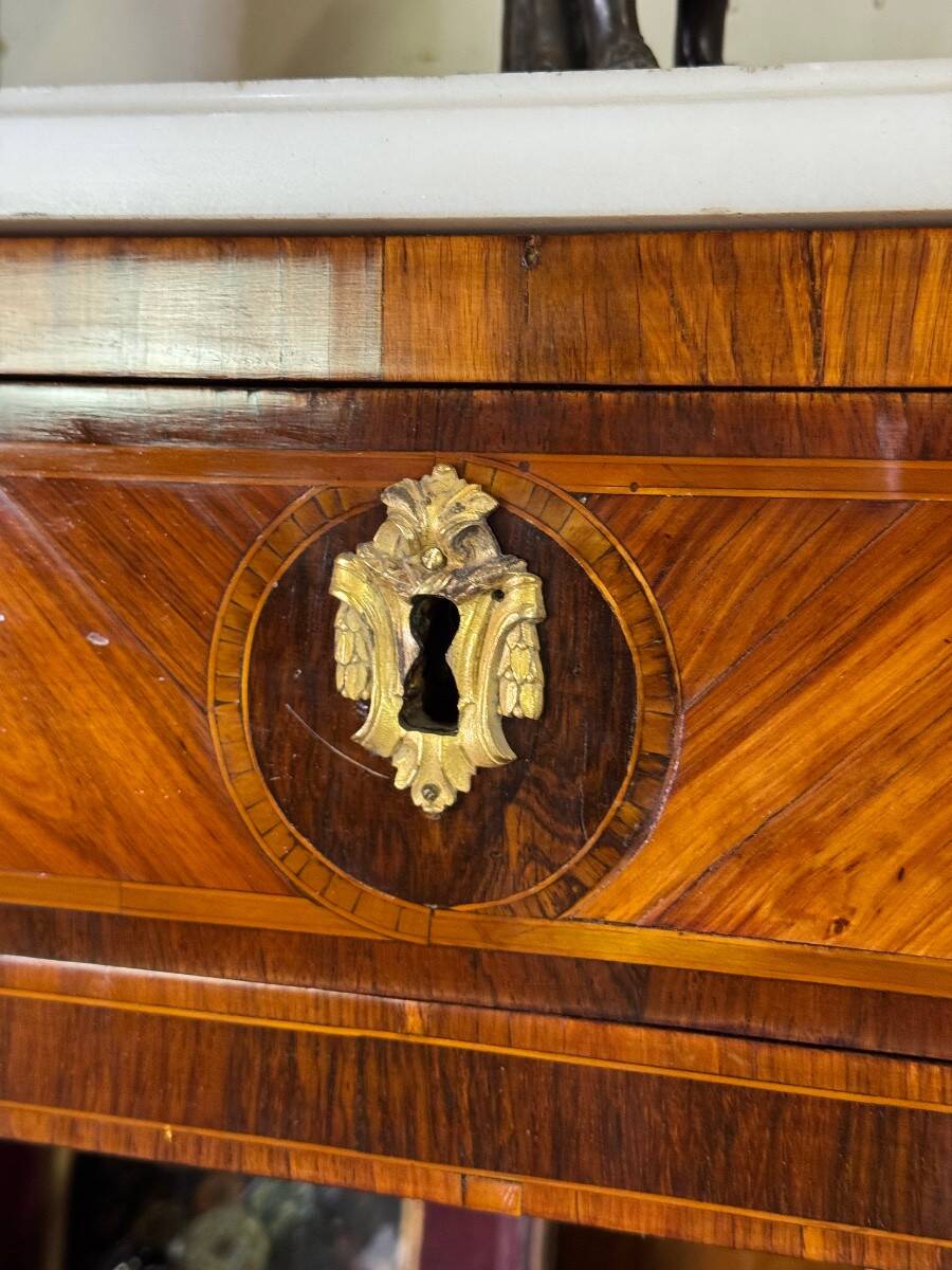 Louis XVI drop-leaf secretary in rosewood and violet wood veneer, 18th century