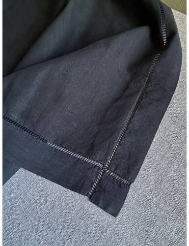 Antique Pillowcase in Pure Charcoal Black Linen Thread