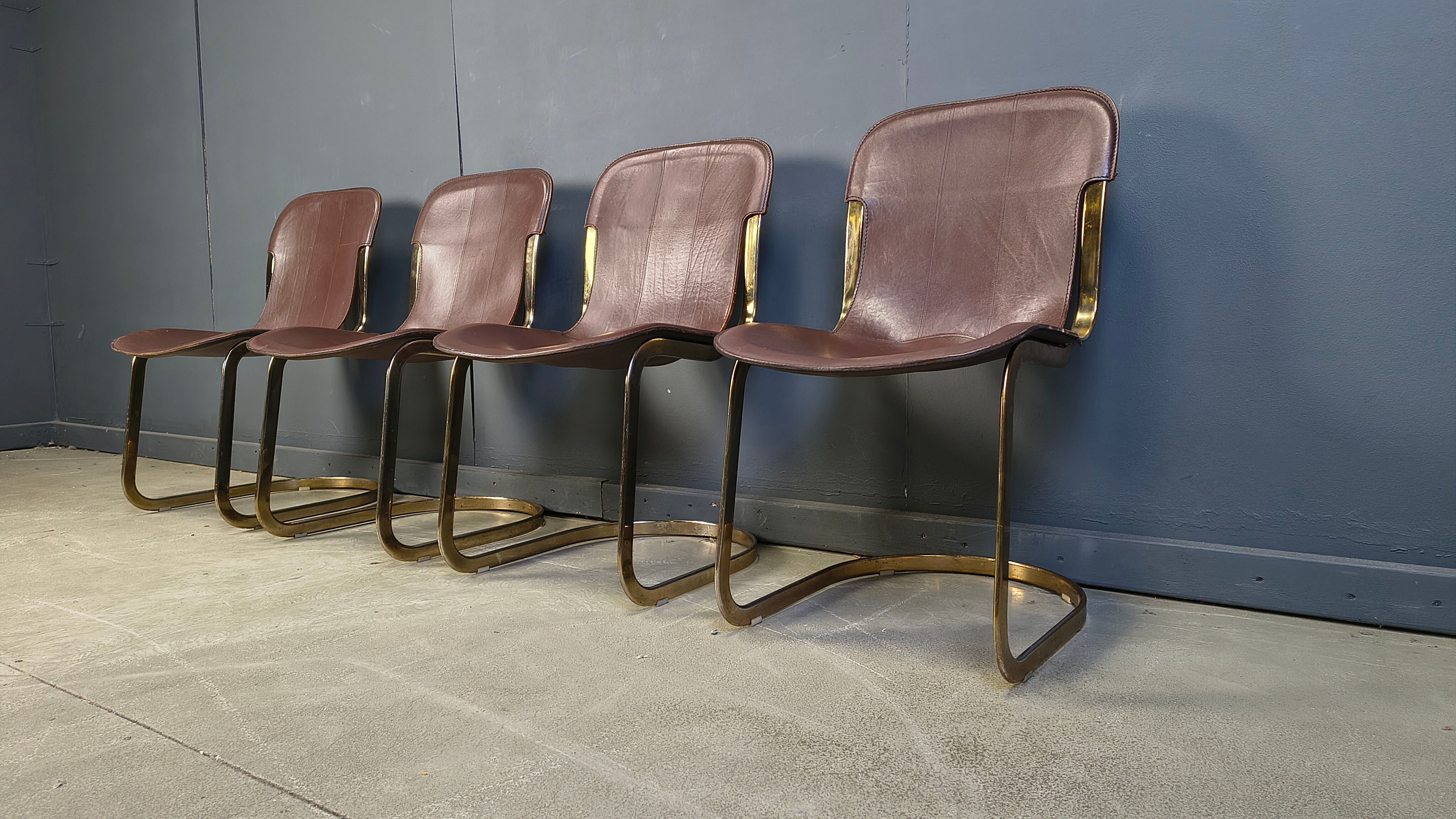 Vintage dining chairs by Willy Rizzo for Cidue - set of 4 - 1970s