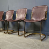 Vintage dining chairs by Willy Rizzo for Cidue - set of 4 - 1970s