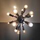 Lampadaire spoutnik 18 feux en métal chromé, interrupteur pied