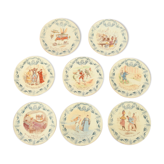 Suite de 8 assiettes en faïence de Luneville