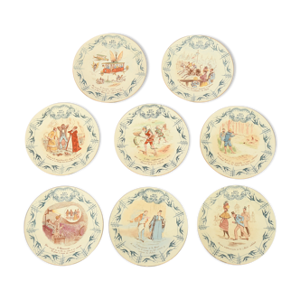 Suite of 8 plates in Luneville earthenware