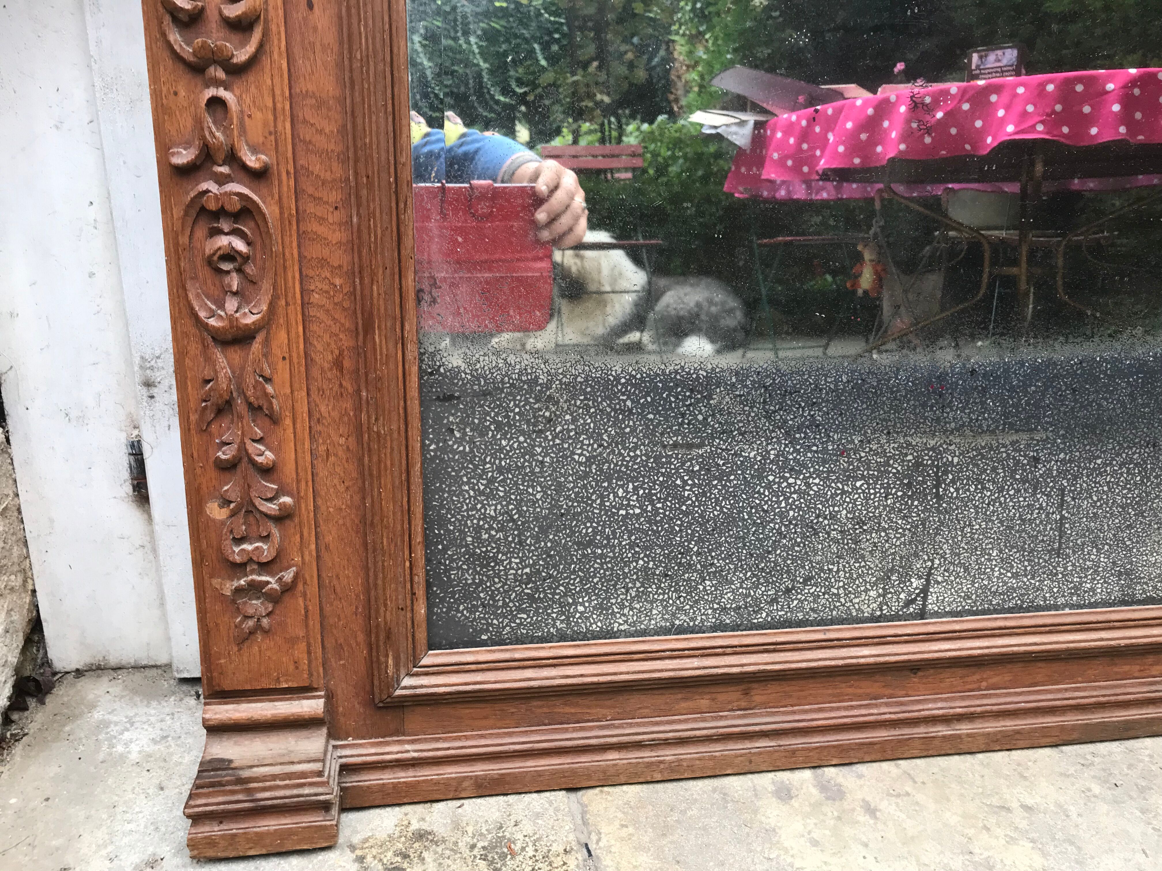 Carved wooden fireplace mirror 132 x 99