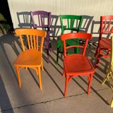 Set of 8 multi-colored bistro chairs