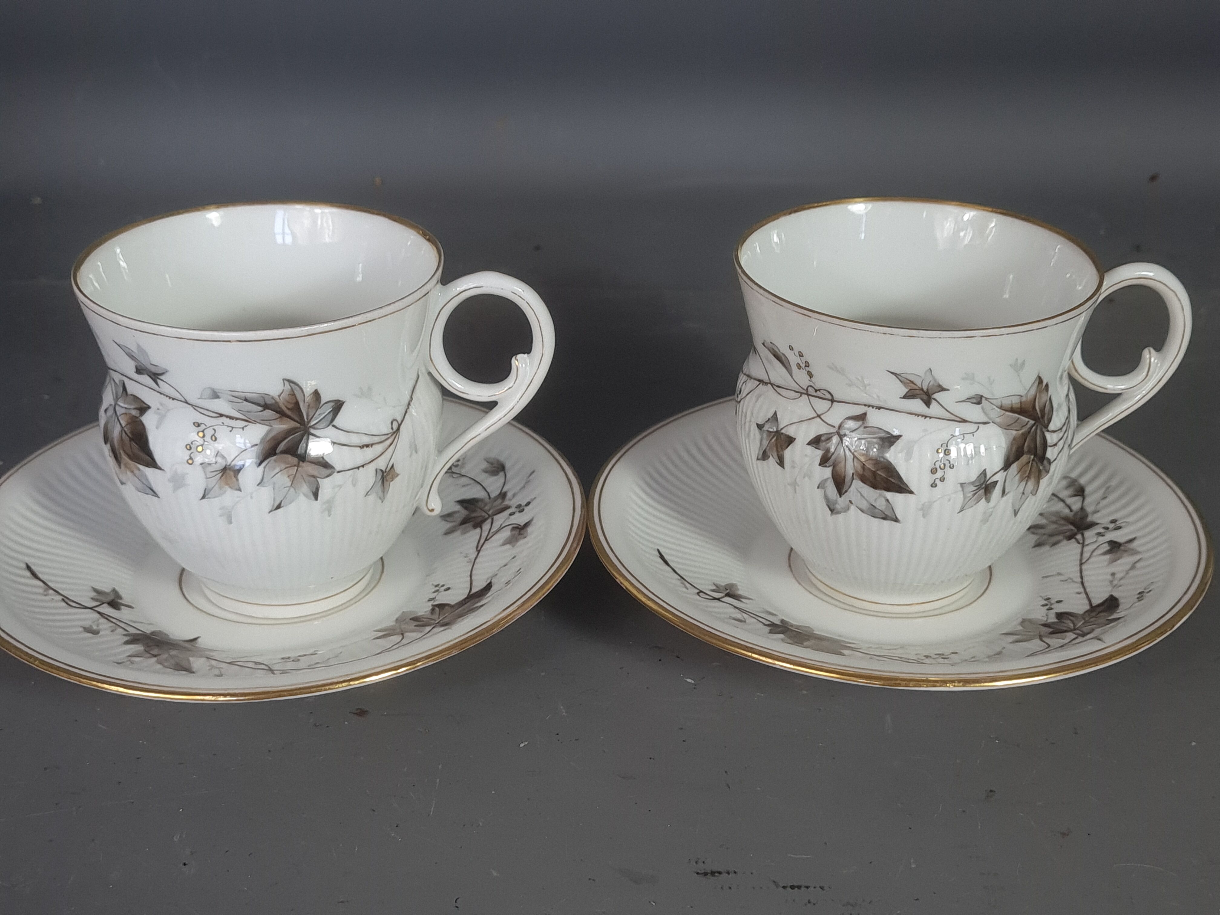 Old coffee set 8 pcs porcelain decoration painted with grapefruit around 1900