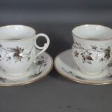 Ancien service à café 8 pcs porcelaine décor peint de pampres vers 1900