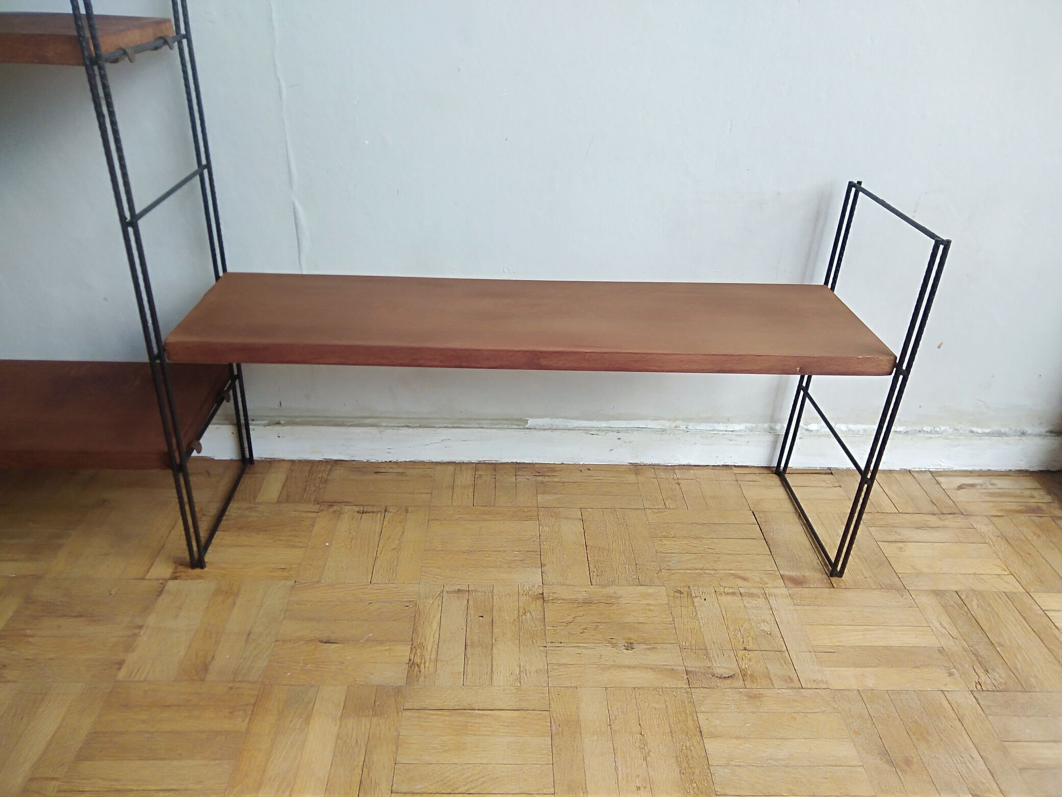 Metal and wood wall shelves in the taste of String - 1960s