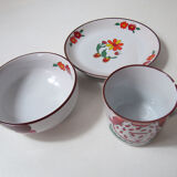 Bowl plate mug set little girl in vintage sandstone