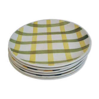6 assiettes à dessert en faïence de St Amand Moulin des loups modèle Glasgow