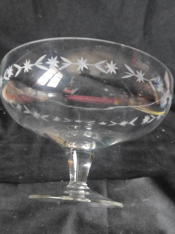 1960/80 /21 cm cut crystal bowl /flowers /plants