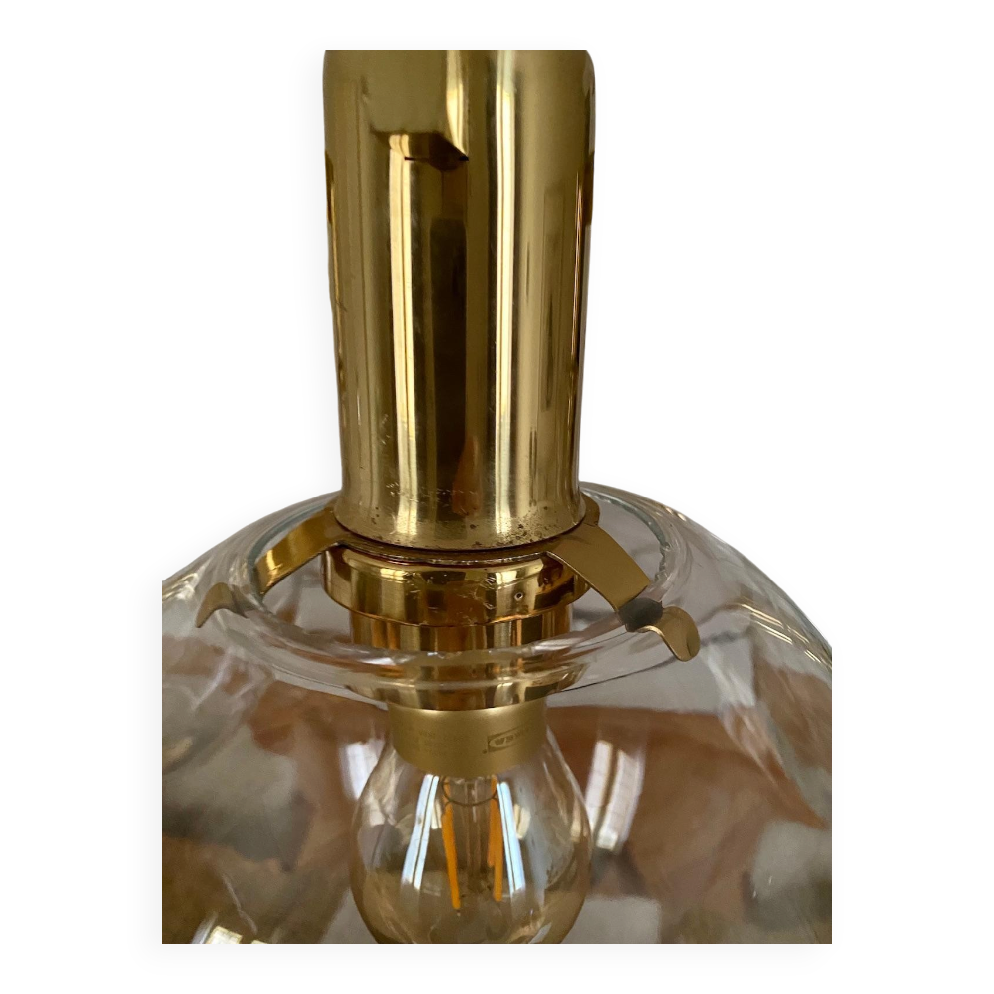 Five-globe brass chandelier by Hans-Agne Jakobsson