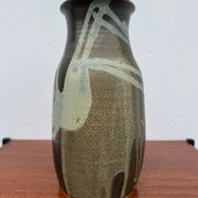 Stoneware vase with drips in the style of Jean Pointu