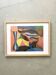 Vintage cubist still life pastel under glass and signed from 1967.