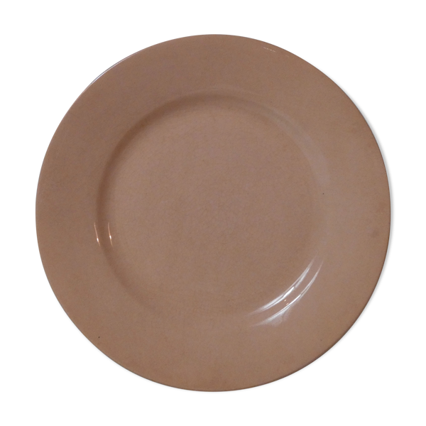 Ancienne assiette plate rose sépia Moulin des Loups