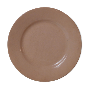 Ancienne assiette plate rose sépia Moulin des Loups