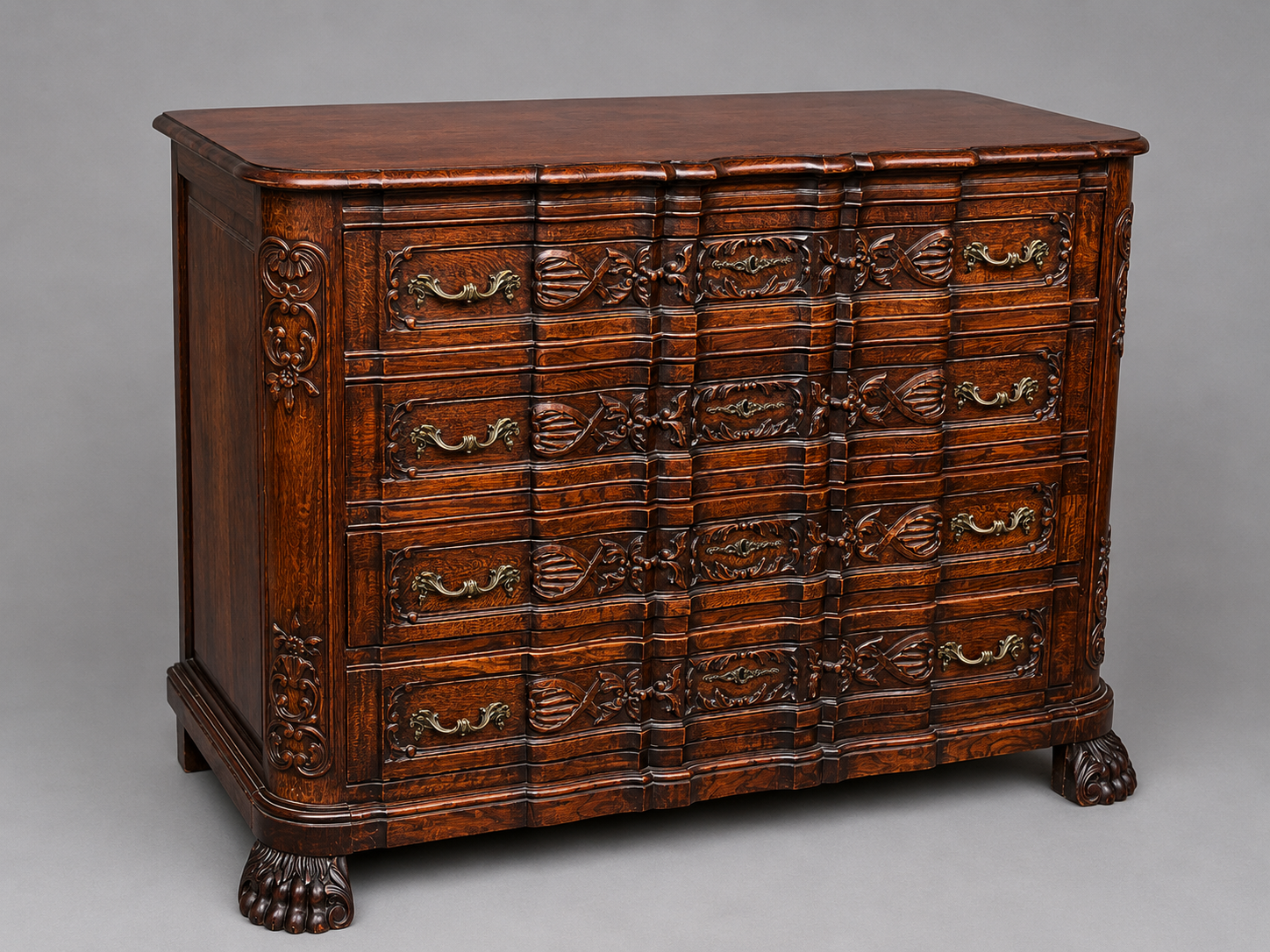 Luxurious carved Neo-Renaissance chest of drawers.