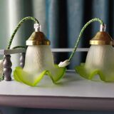 Duo of green tulip lamps