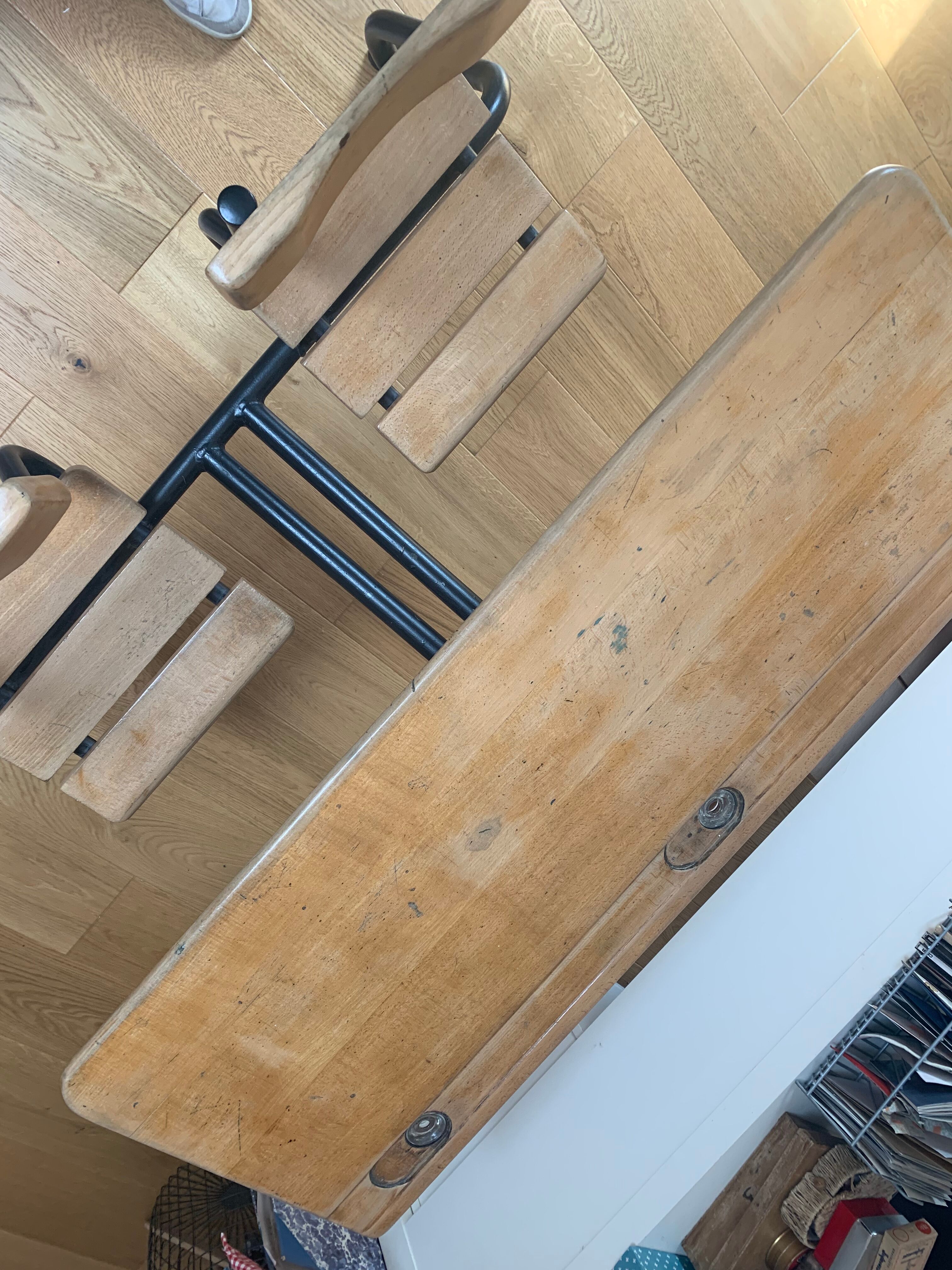 Double vintage school desk