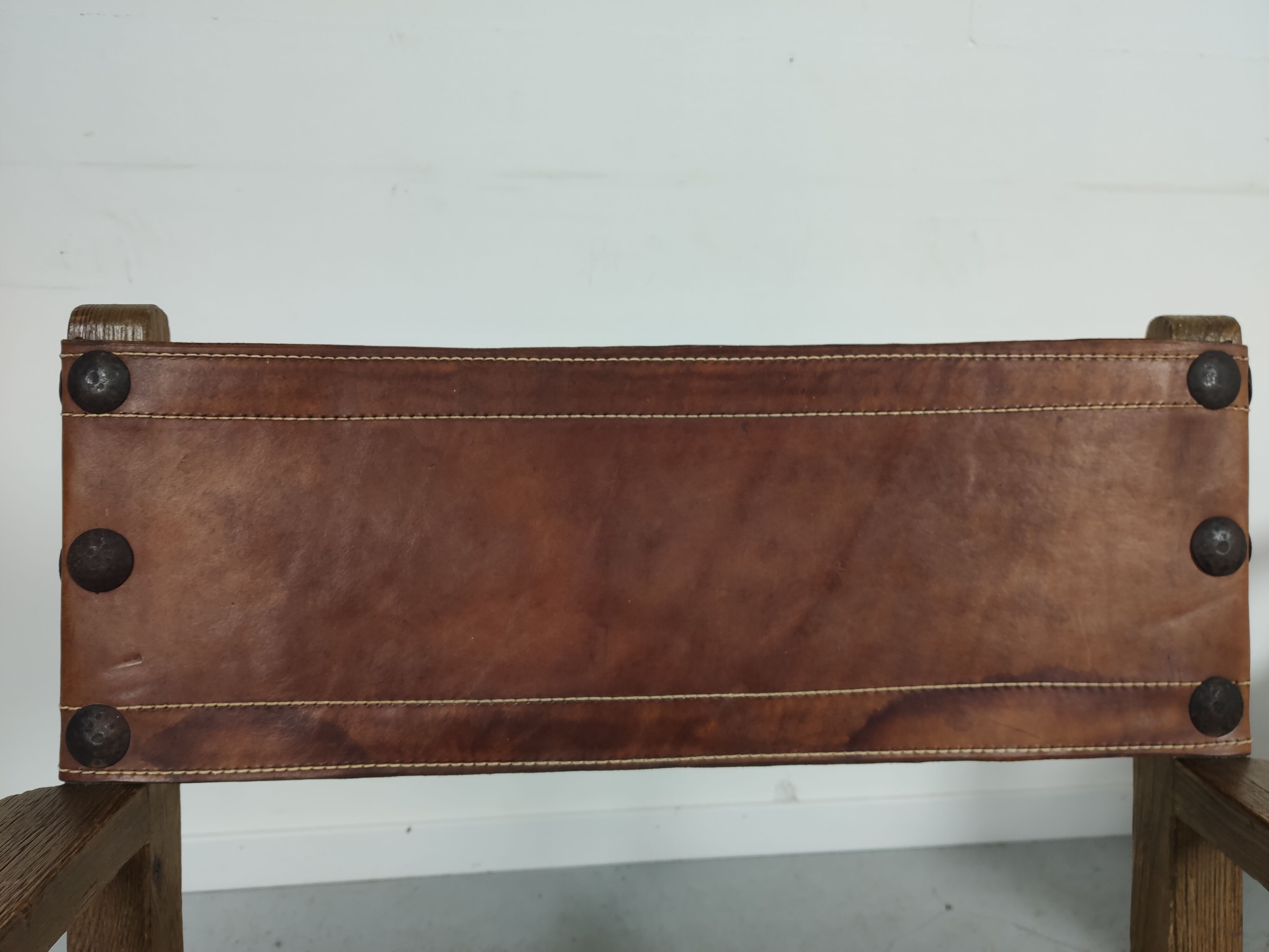 Pair of Spanish vintage leather armchairs 1920/1930